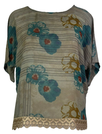 PRG5387 Sheer Avatar Pure Silk Side Slit Top