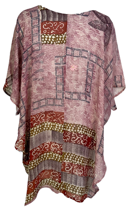 PRG7049 Sheer Avatar Pure Silk Waterfall Top