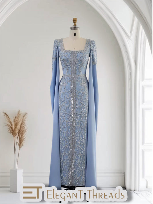 Robe longue style caftan à manches cape