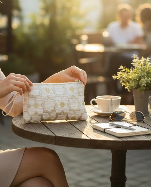Pochette en brocart blanc (2 tailles disponibles)