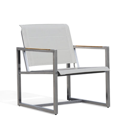 Pine Stainless Steel & Teak Outdoor Sling 2 Chairs Bistro Set