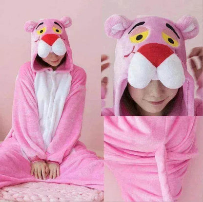 Pink cartoon one-piece pajamas