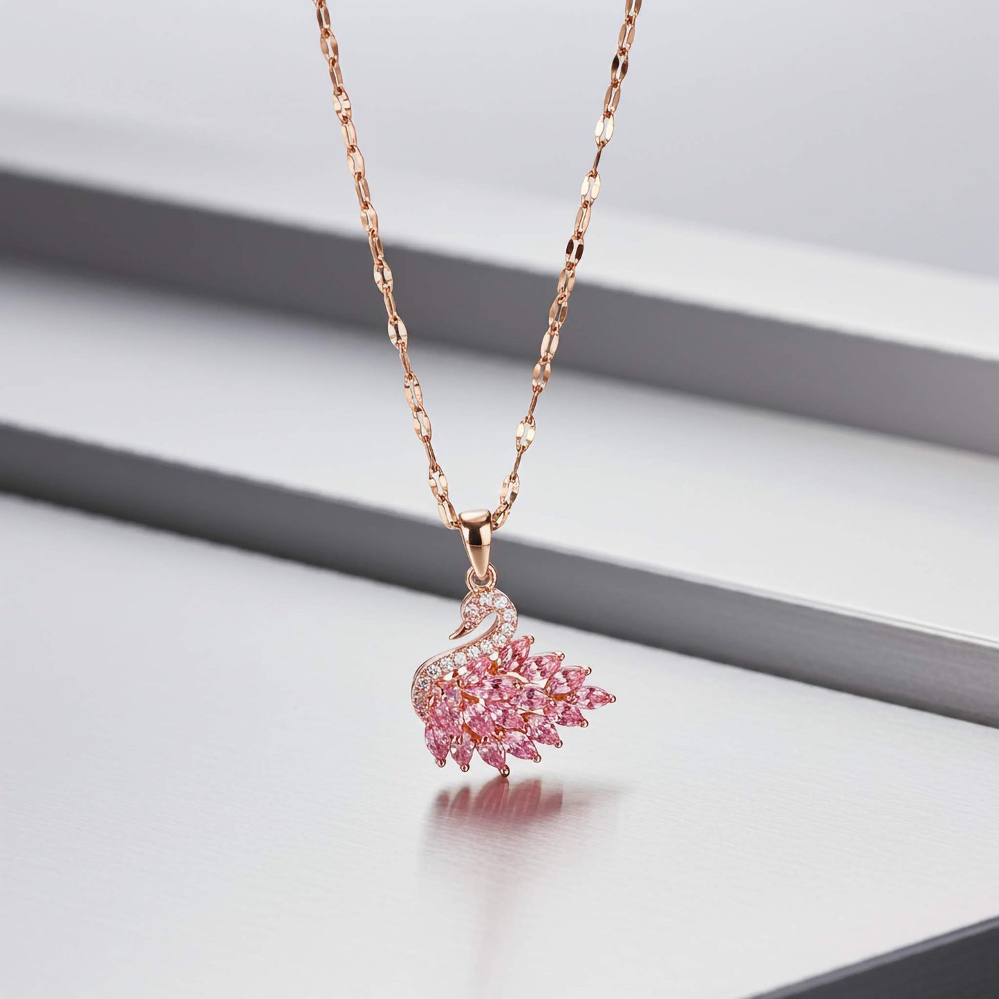 Swan Necklace Pendant & Ear Studs