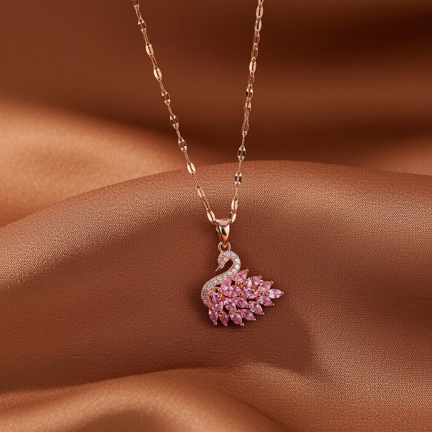 Swan Necklace Pendant & Ear Studs