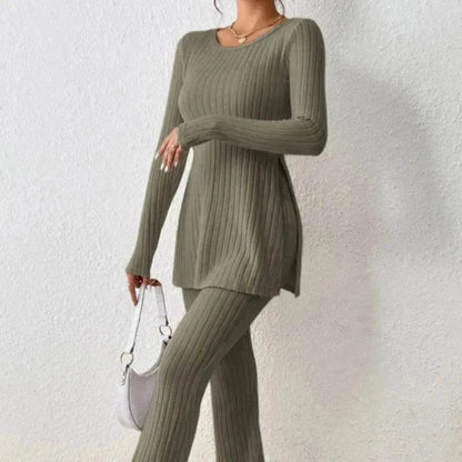 Ensemble deux pièces en polyester pour femme, couleur unie, décontracté, coupe ajustée, nouvelle mode, tenue élégante pour femme