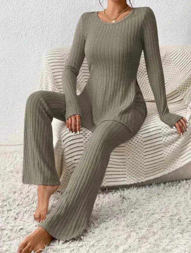 Ensemble deux pièces en polyester pour femme, couleur unie, décontracté, coupe ajustée, nouvelle mode, tenue élégante pour femme
