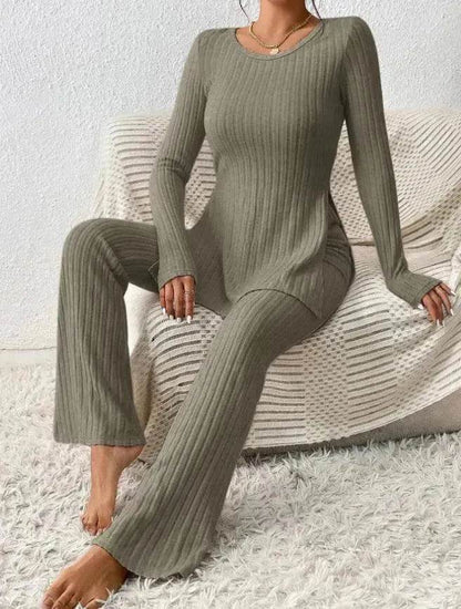 Ensemble deux pièces en polyester pour femme, couleur unie, décontracté, coupe ajustée, nouvelle mode, tenue élégante pour femme