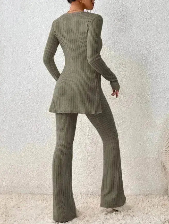 Ensemble deux pièces en polyester pour femme, couleur unie, décontracté, coupe ajustée, nouvelle mode, tenue élégante pour femme