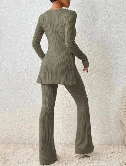 Ensemble deux pièces en polyester pour femme, couleur unie, décontracté, coupe ajustée, nouvelle mode, tenue élégante pour femme