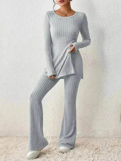 Ensemble deux pièces en polyester pour femme, couleur unie, décontracté, coupe ajustée, nouvelle mode, tenue élégante pour femme