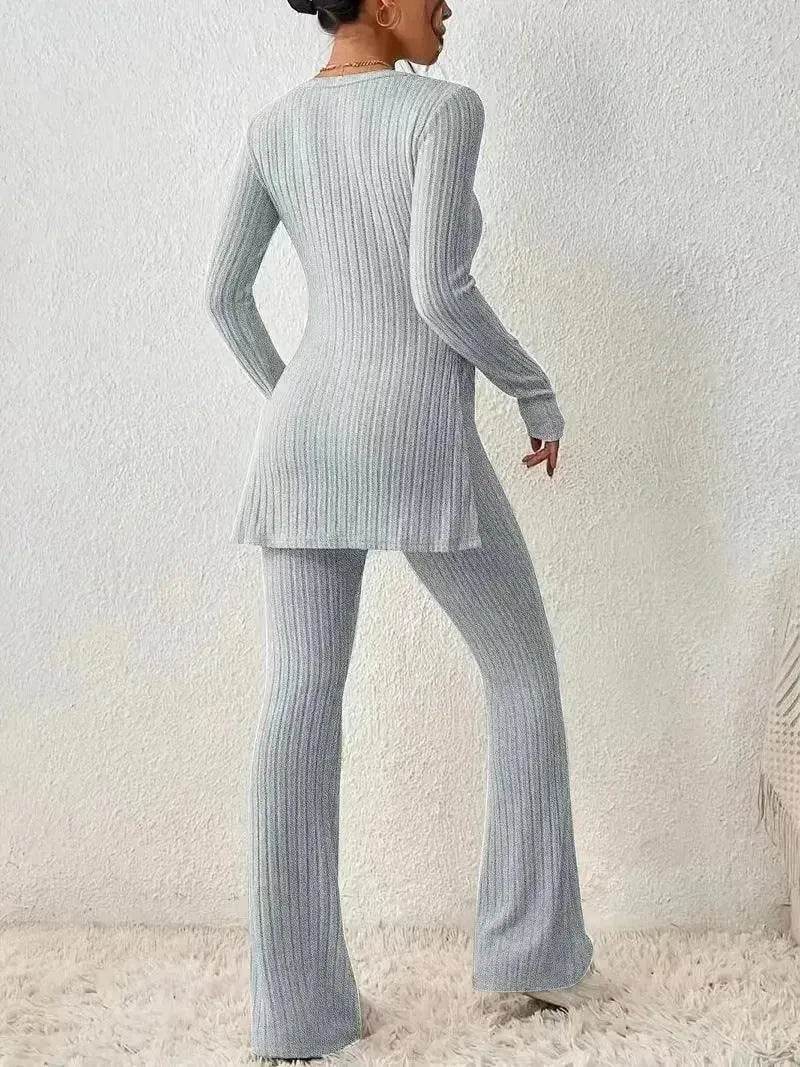 Ensemble deux pièces en polyester pour femme, couleur unie, décontracté, coupe ajustée, nouvelle mode, tenue élégante pour femme