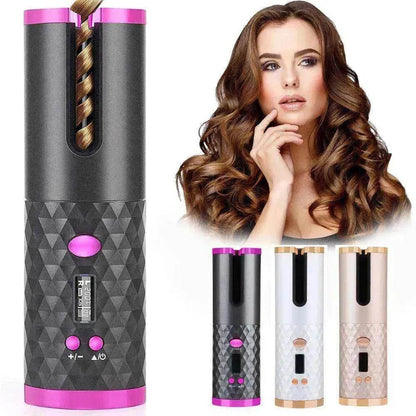 Portable LCD Hair Curler: Rechargeable, Ceramic, Auto Rotating