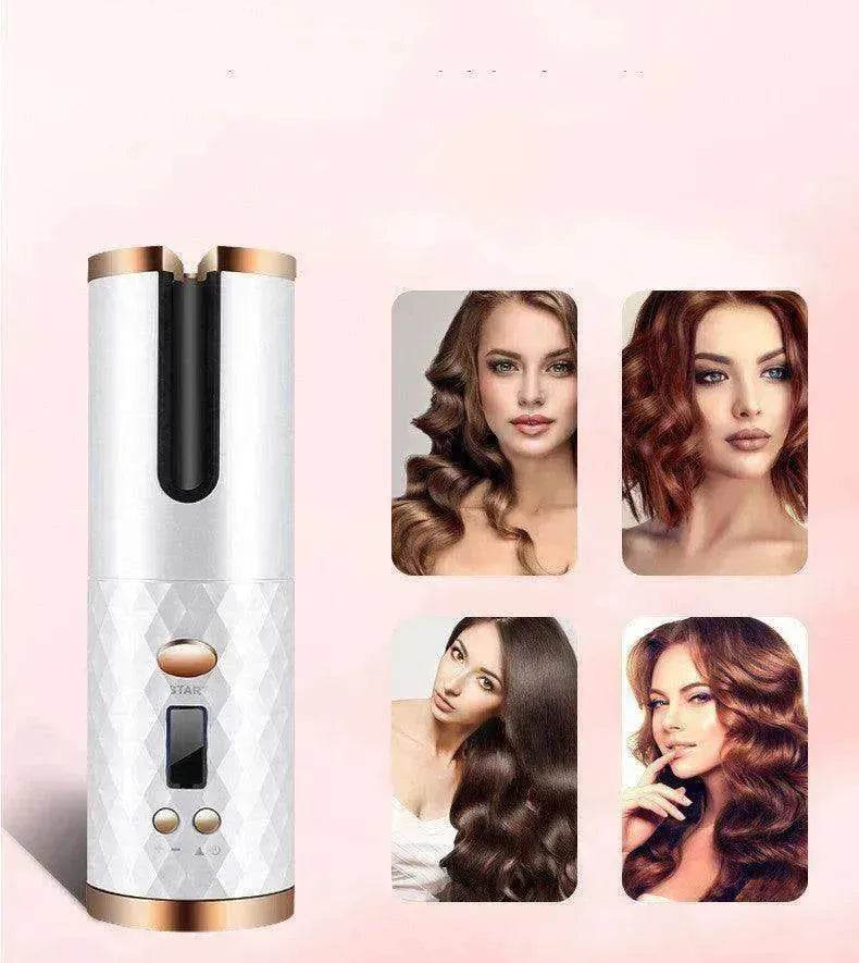 Portable LCD Hair Curler: Rechargeable, Ceramic, Auto Rotating