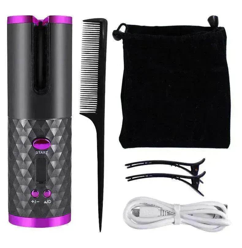 Portable LCD Hair Curler: Rechargeable, Ceramic, Auto Rotating