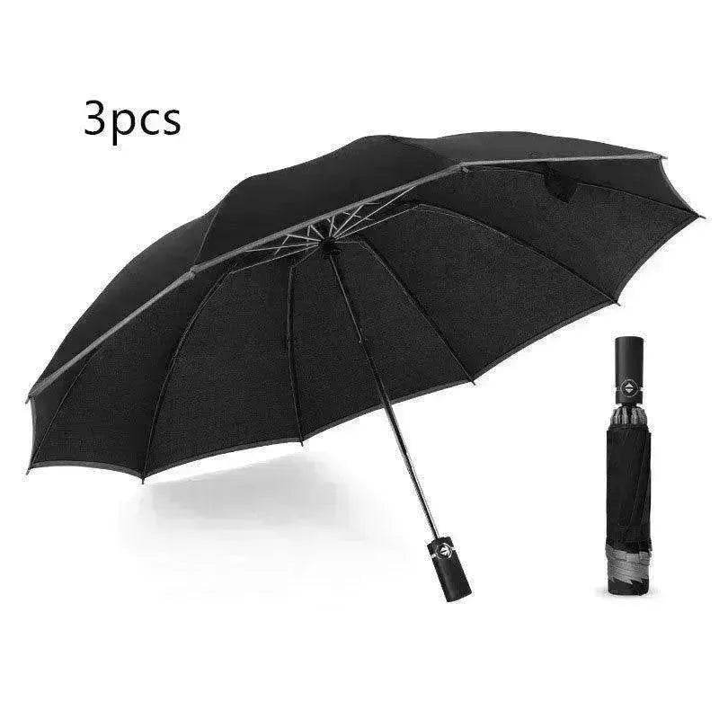 Portable Windproof Umbrella, 10Ribs Auto Close, Reflective for Safety