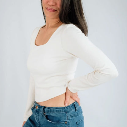 Ladies Bamboo Eva Sculpted Square Neck Crop | Black