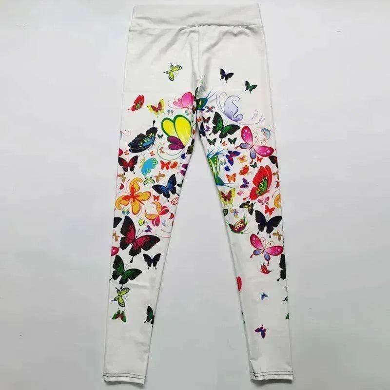 Legging Imprimé Floral Papillon Taille Haute Legging de Yoga Mince