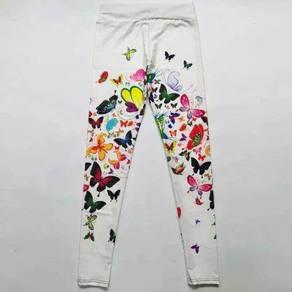 Legging Imprimé Floral Papillon Taille Haute Legging de Yoga Mince