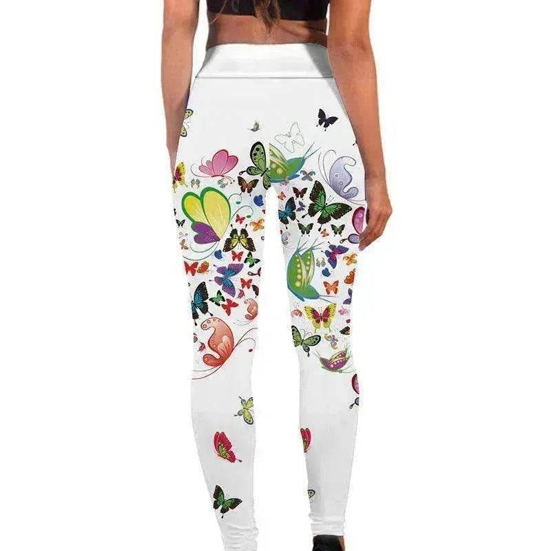 Legging Imprimé Floral Papillon Taille Haute Legging de Yoga Mince