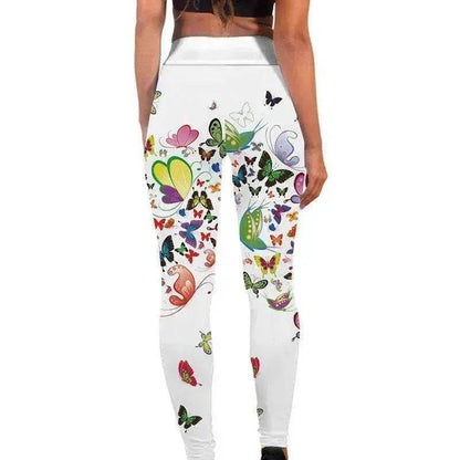 Legging Imprimé Floral Papillon Taille Haute Legging de Yoga Mince