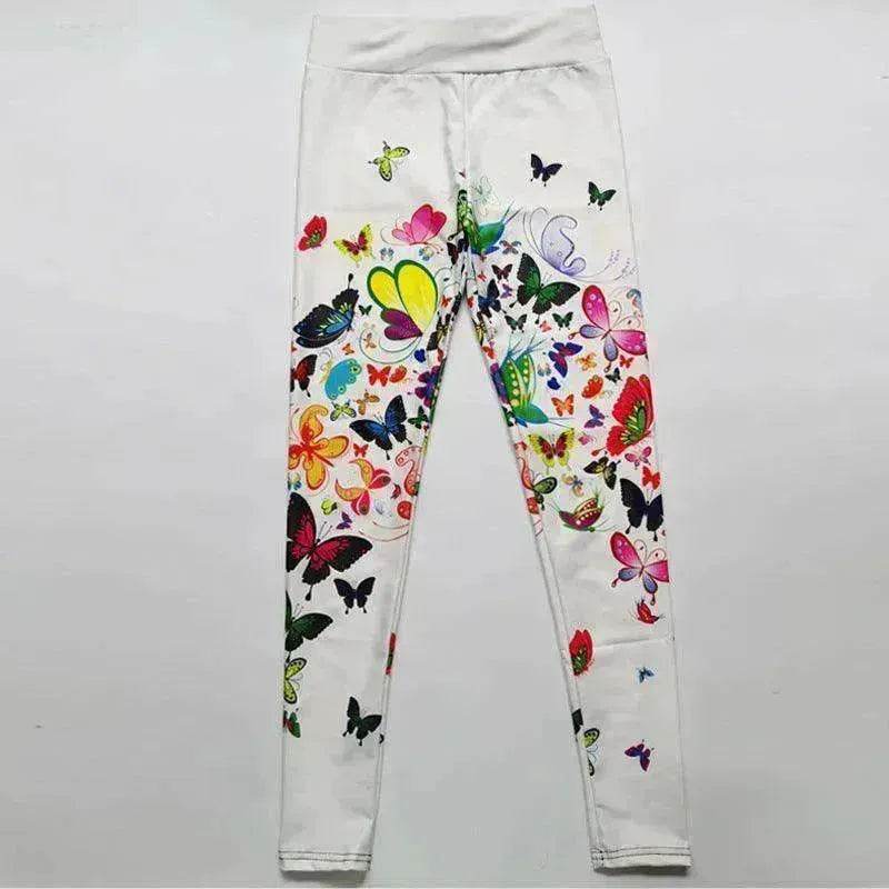 Legging Imprimé Floral Papillon Taille Haute Legging de Yoga Mince