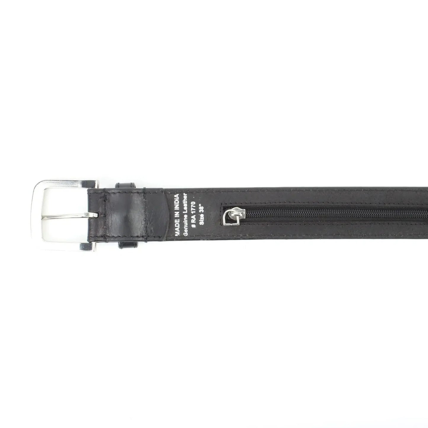 Men’s Buff Grain Leather Travel Belt with Secret Internal Zipper Pocket