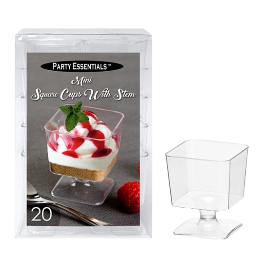 2oz Clear Mini Square Cups with Stem