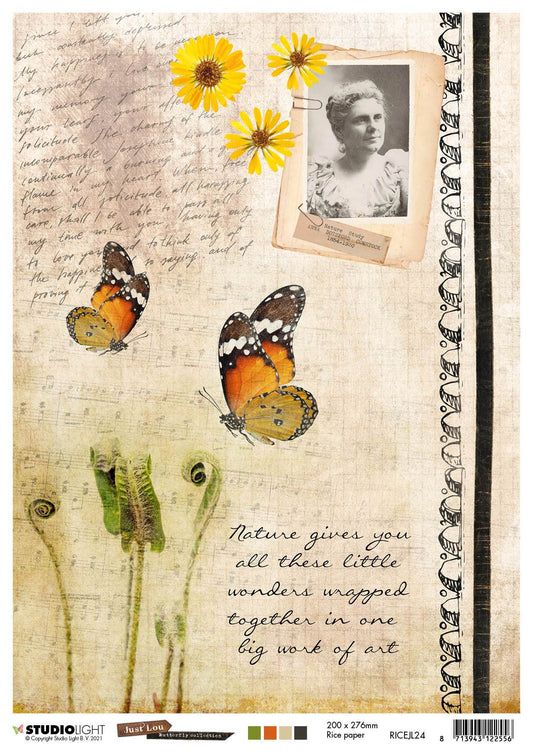 Just Lou Collection de papillons en papier de riz 210x297mm n°24