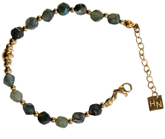 ROMANDA : Bracelet perlé en agate indienne et or
