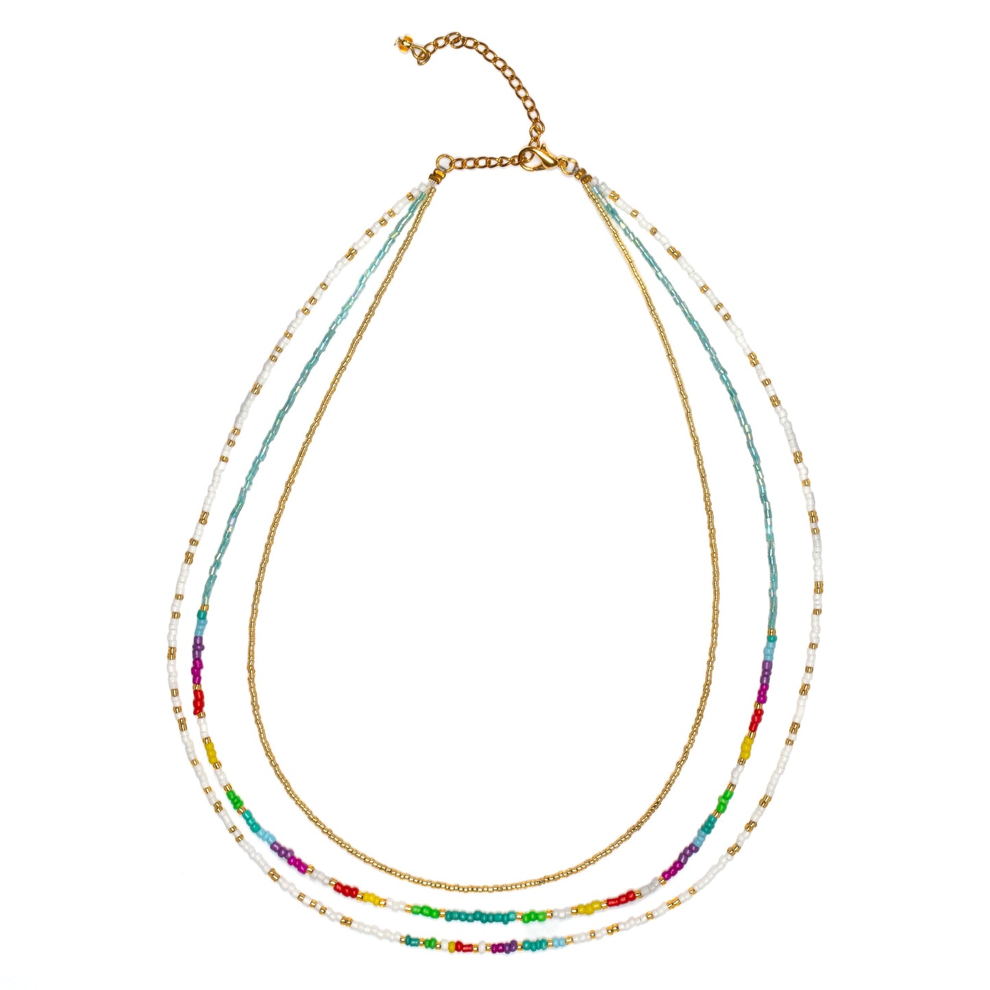 Collier à triple rangs multicolore