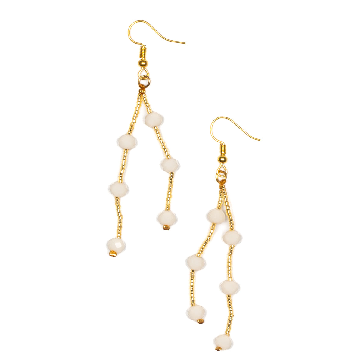 Boucles d'oreilles pendantes doubles avec perles de cristal