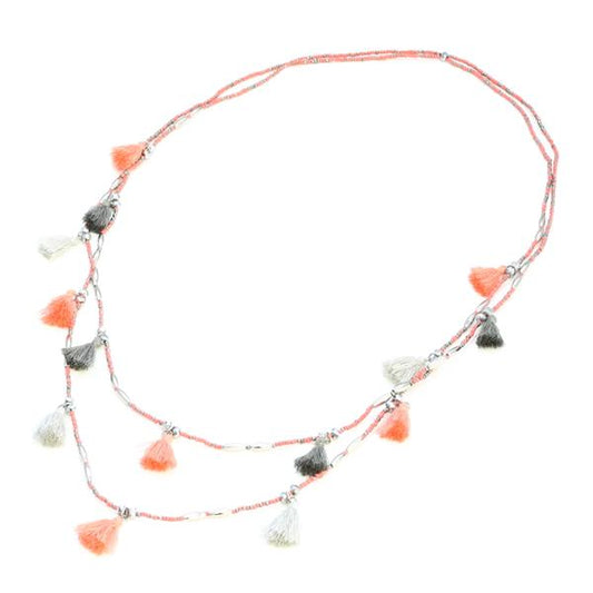 Long collier à double rang et pampilles