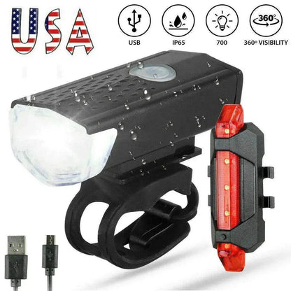 Recharge LED Bike Light Set: Rainproof