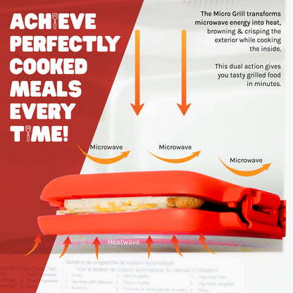 Micro Grill Classic™ Toastie Maker, Microwave Grill, Sandwich Toaster, 3 Minute Grilled Cheese, Crispy, Panini Press, Dishwasher Safe, Office, Home, Travel & School Dorms
