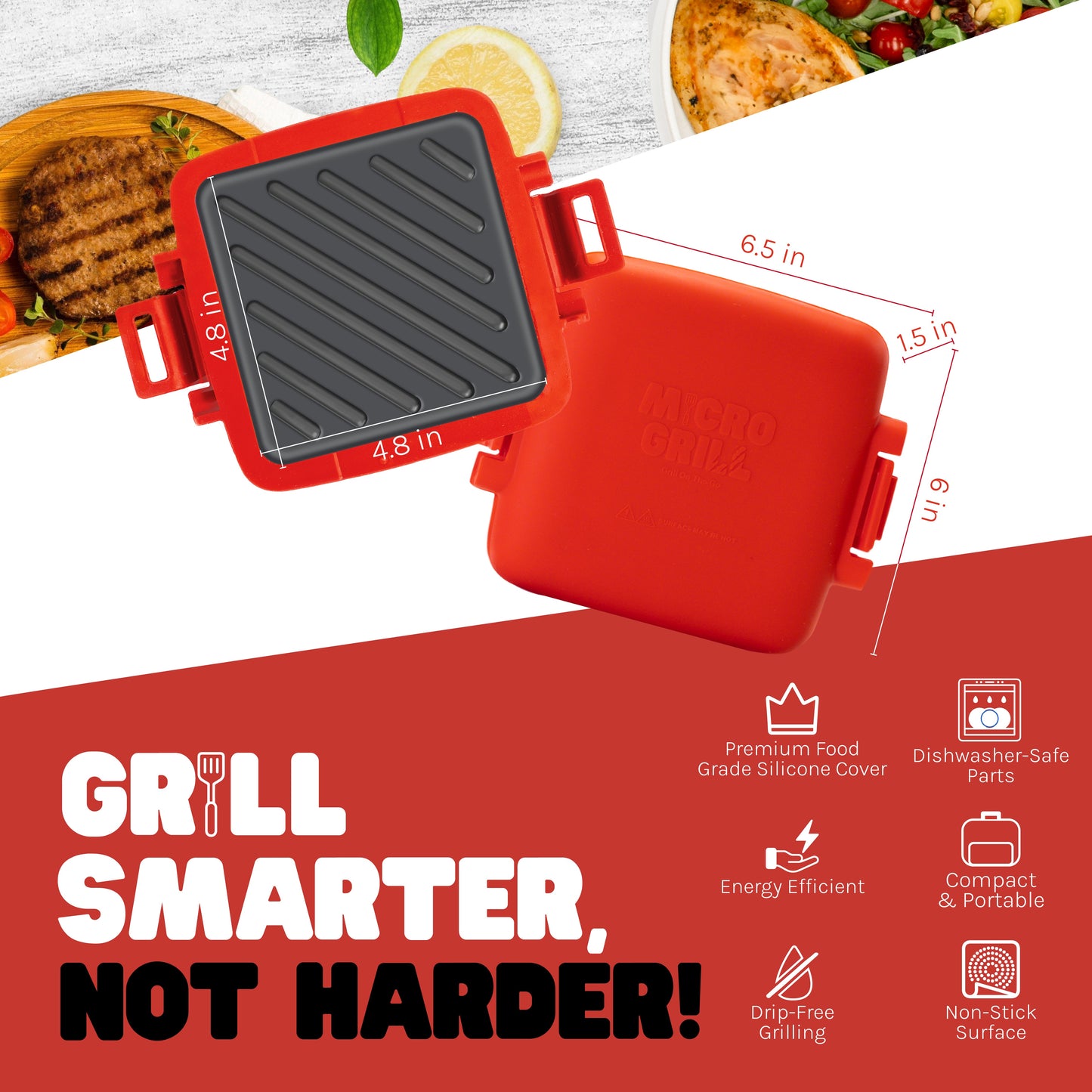 Micro Grill Classic™ Toastie Maker, Microwave Grill, Sandwich Toaster, 3 Minute Grilled Cheese, Crispy, Panini Press, Dishwasher Safe, Office, Home, Travel & School Dorms