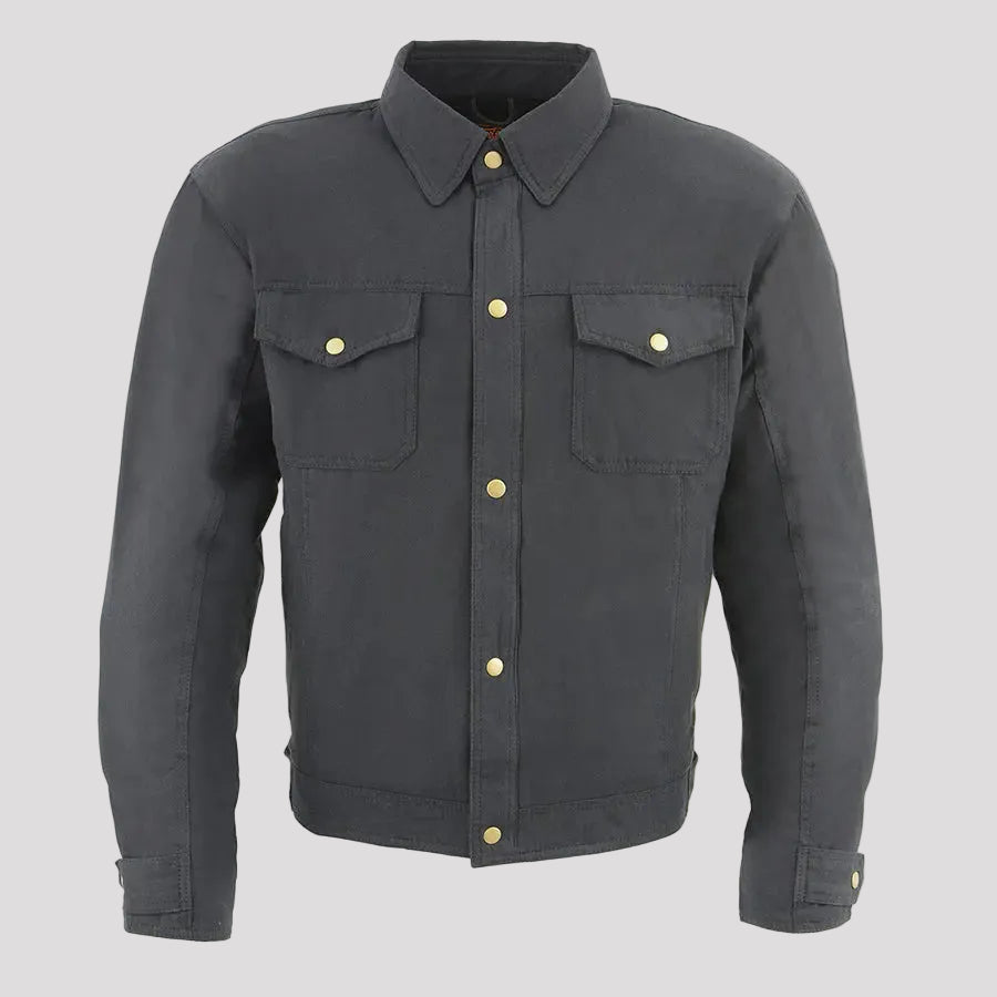 Milwaukee Leather Men's Black Armored Biker Shirt with Reinforced Fibers