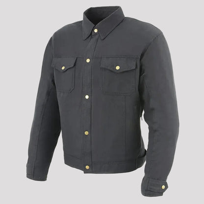 Milwaukee Leather Men's Black Armored Biker Shirt with Reinforced Fibers