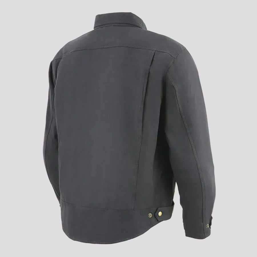 Milwaukee Leather Men's Black Armored Biker Shirt with Reinforced Fibers