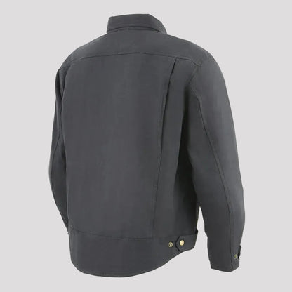 Milwaukee Leather Men's Black Armored Biker Shirt with Reinforced Fibers