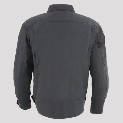 Milwaukee Leather Men's Black Armored Biker Shirt with Reinforced Fibers