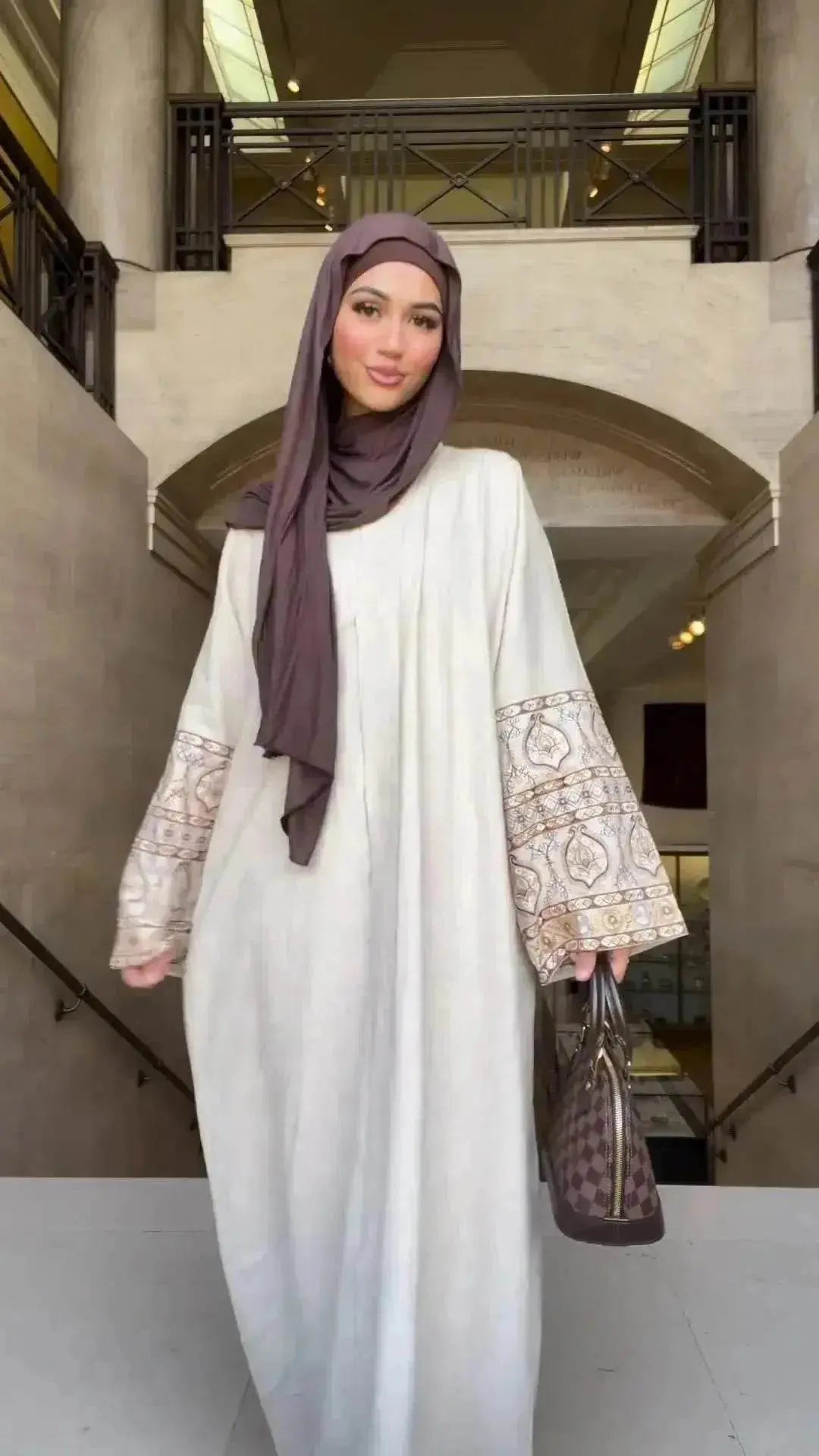 Retro-Inspired Boho Print Long Dress with Loose Puff Sleeves