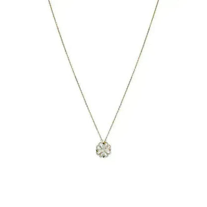 Retro Magnetic Folding Heart Shaped Four Leaf Clover Pendant Women Necklace