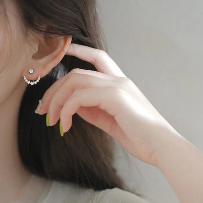 Rhinestone Arc Back-hanging Earrings