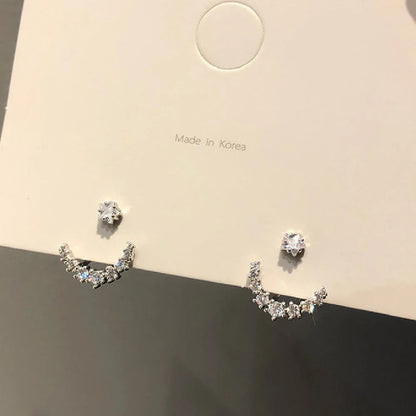 Rhinestone Arc Back-hanging Earrings