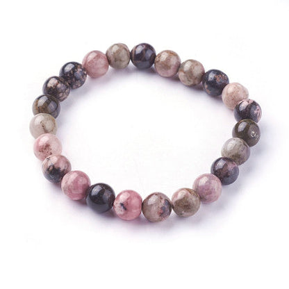 Rhodonite Gemstone Bead Bracelet | The Stone of Self Love