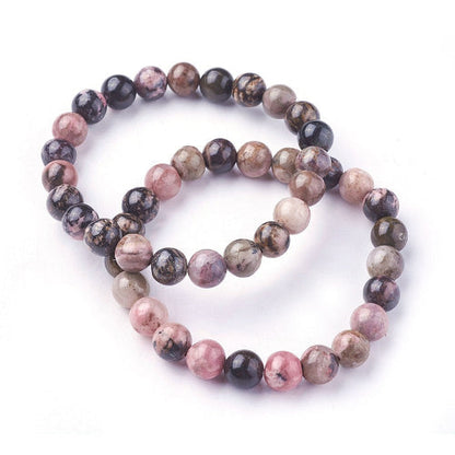 Rhodonite Gemstone Bead Bracelet | The Stone of Self Love