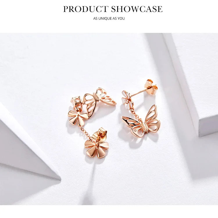 Delicate Beauty: Korean Style 925 Sterling Silver Butterfly and Flower Choker Necklace