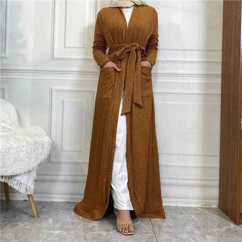 Cardigan à bords arrondis en maille Arabe, Veste longue