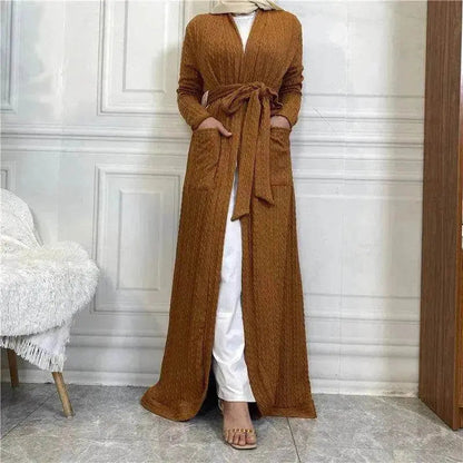 Cardigan à bords arrondis en maille Arabe, Veste longue