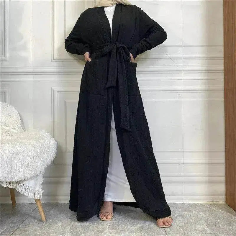 Cardigan à bords arrondis en maille Arabe, Veste longue